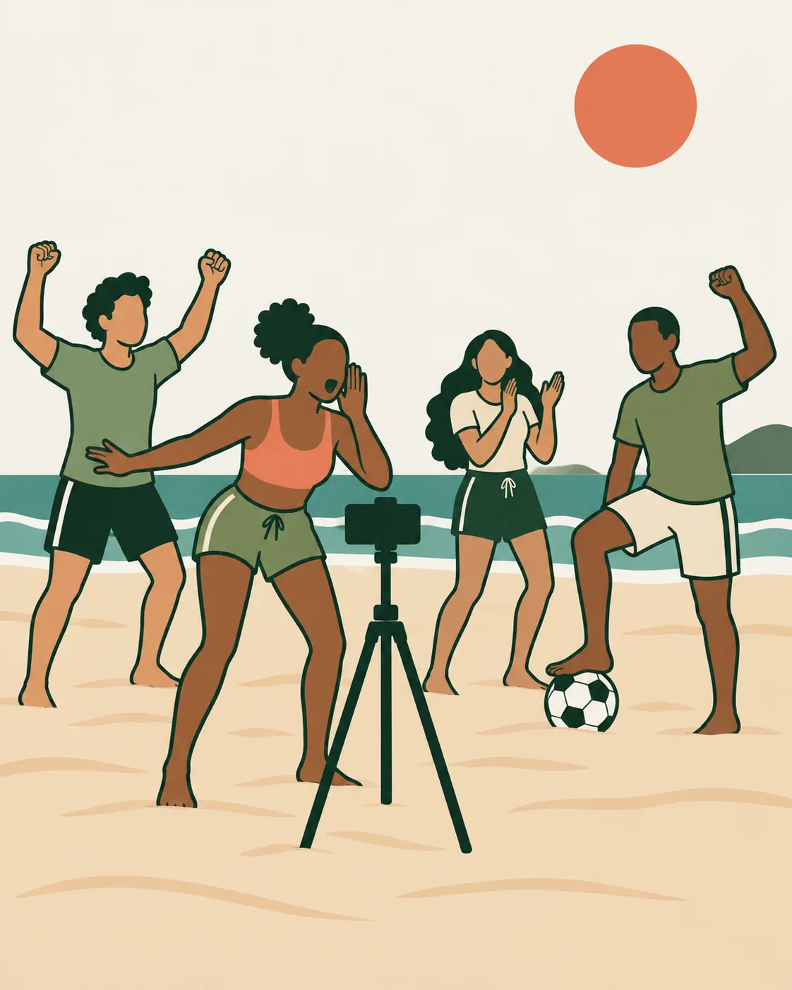 Ilustração de uma jogadora chamando o comando de voz depois do lance