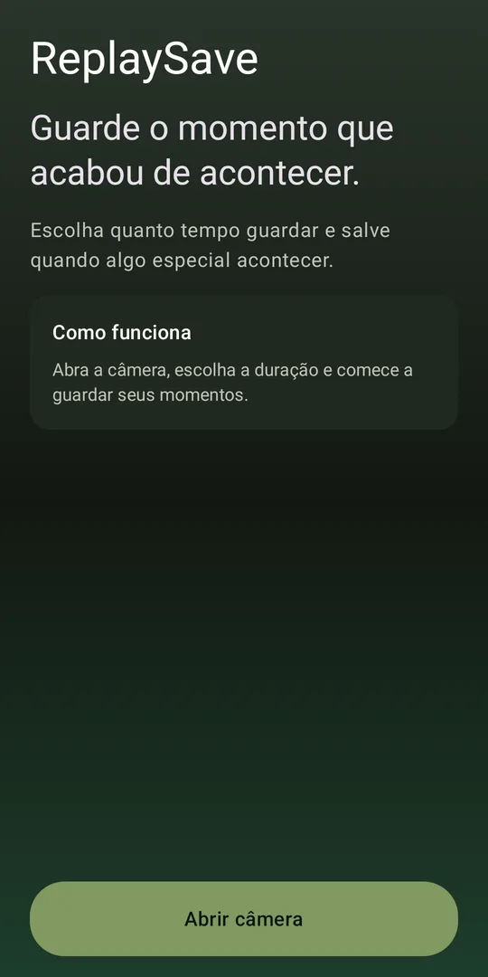 Tela inicial do ReplaySave: guarde o momento que acabou de acontecer